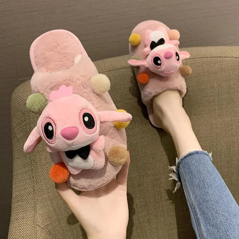 Chaussons Stitch - Roses à Pompons Colorés
