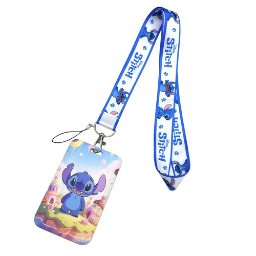 Porte-badge Stitch Dans un Décor Gourmand avec Tour de Cou