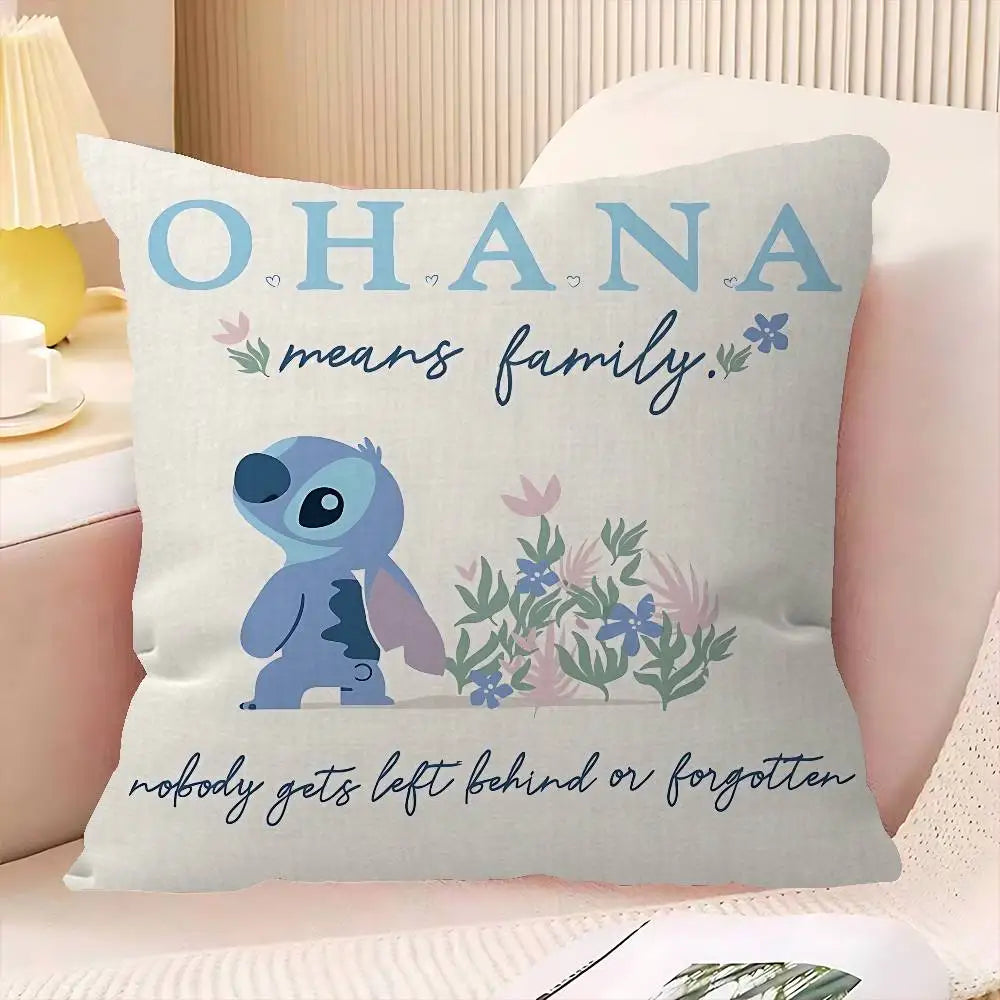 Housse de coussin Stitch - Ohana et Fleurs