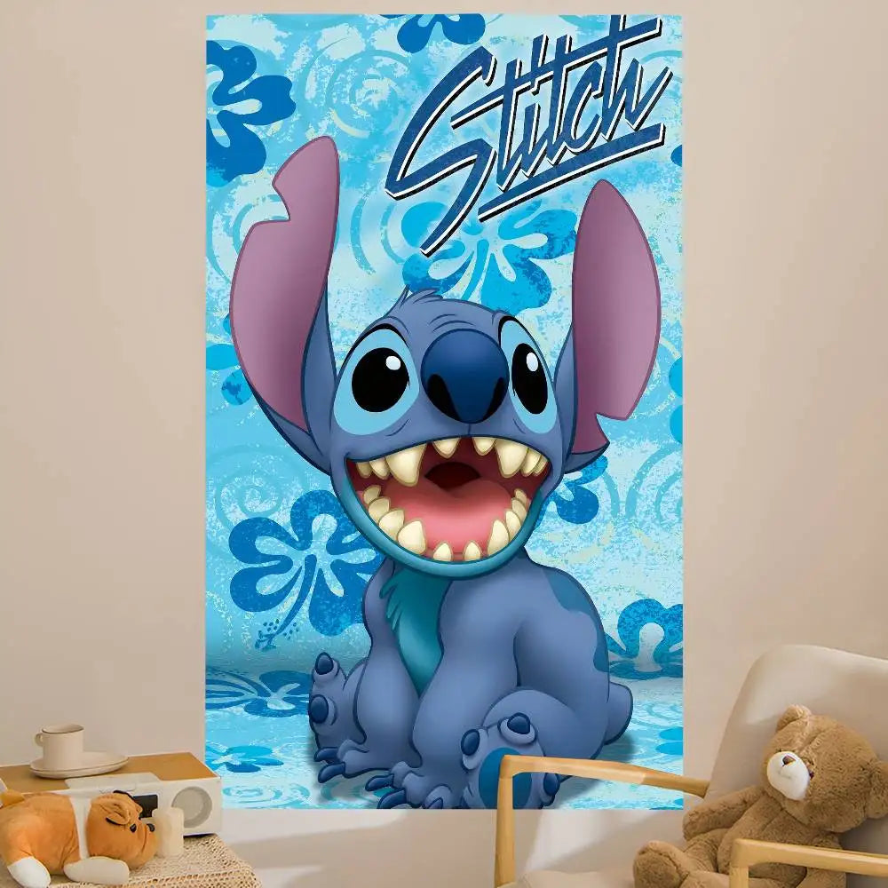 Tenture murale Stitch - Hibiscus Bleus