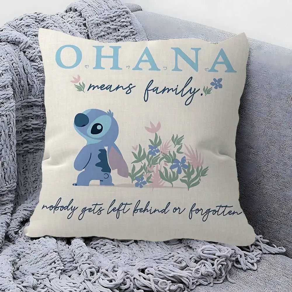 Housse de coussin Stitch - Ohana et Fleurs