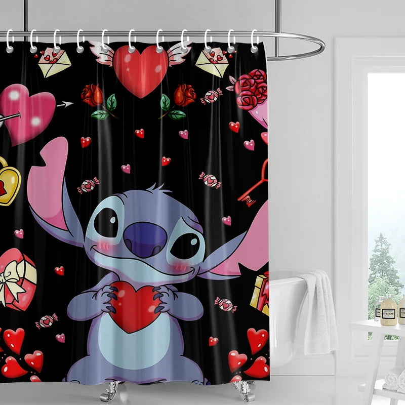 Rideau de douche Stitch - Cœur Rouge