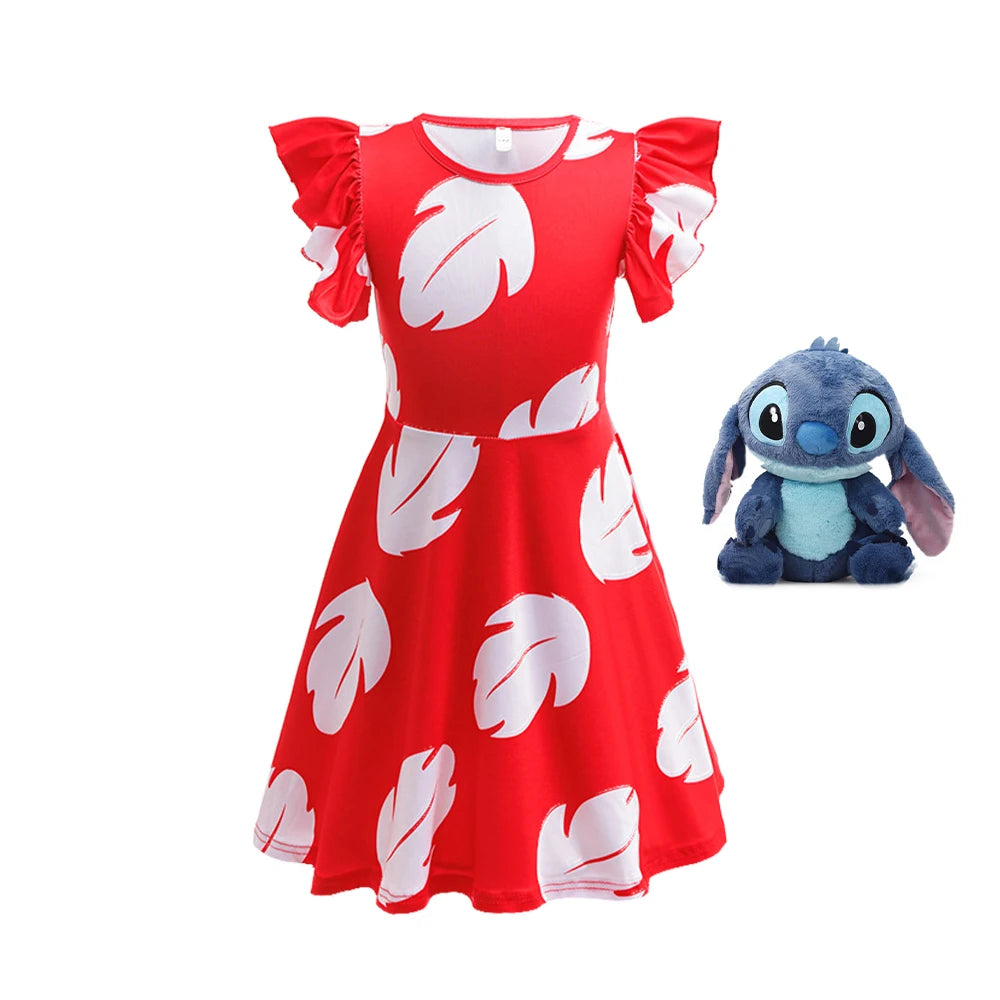 Déguisement Lilo - Robe Rouge et Peluche Stitch