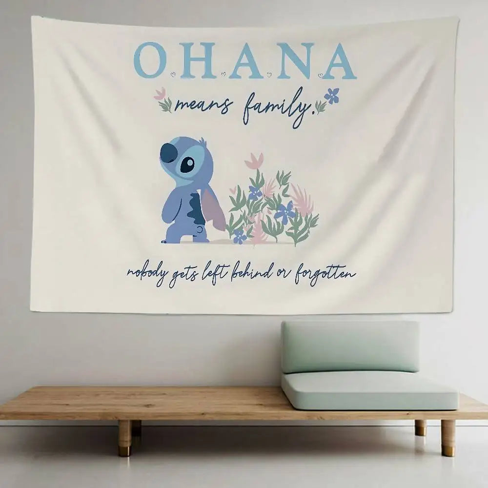 Tenture murale Stitch - Ohana et Fleurs