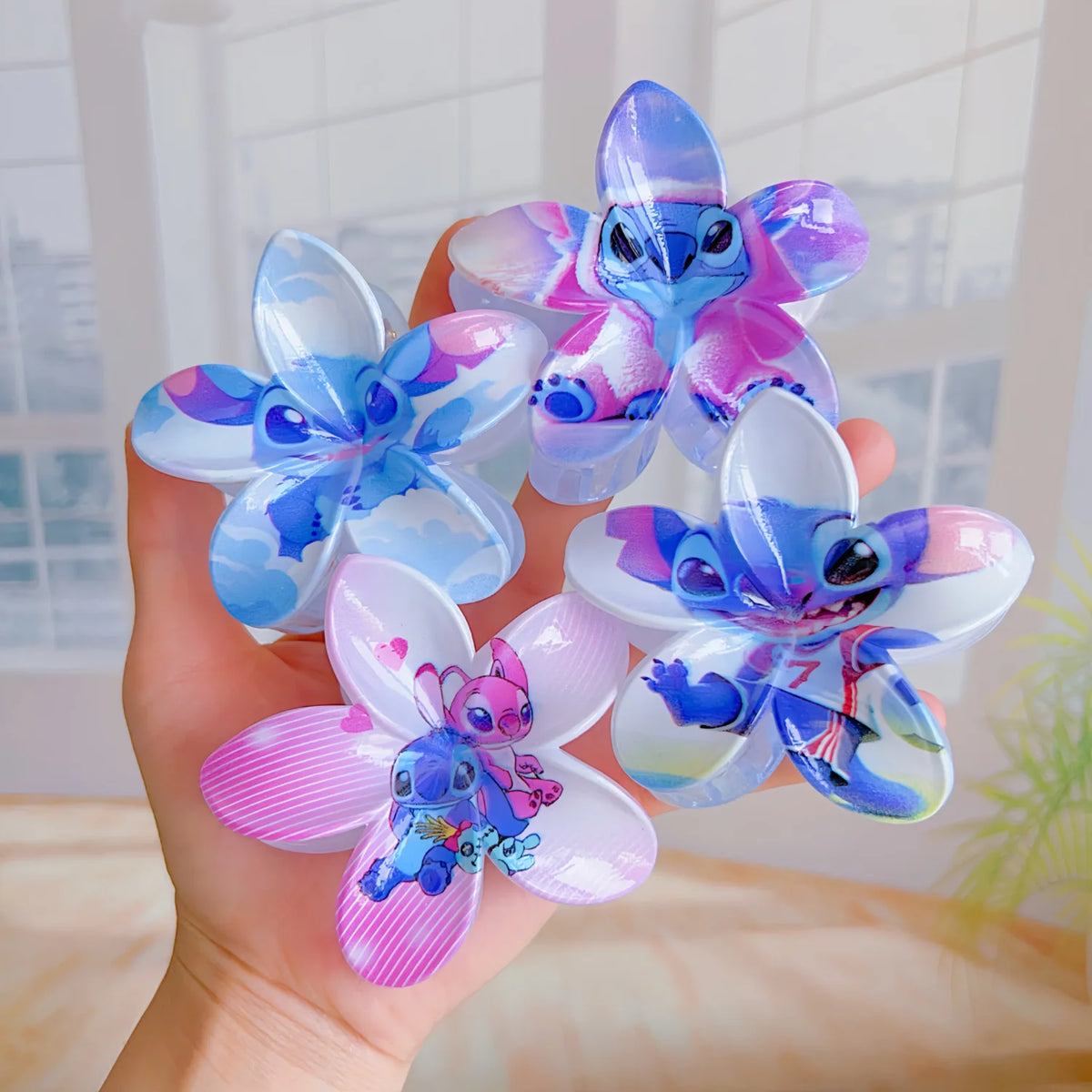 Pince à cheveux Stitch - Fleur Blanche