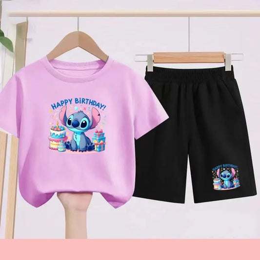 Ensemble Stitch - Anniversaire avec Haut Mauve et Short Noir