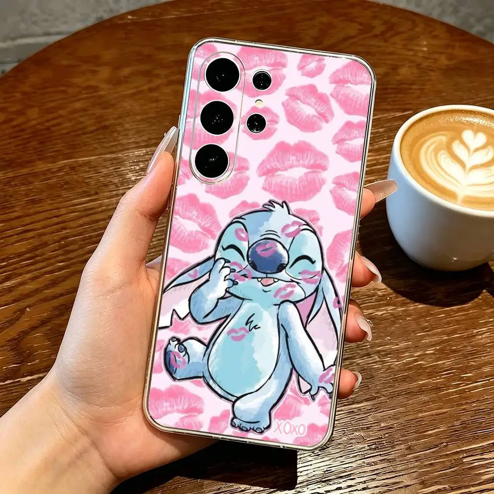 Coque Samsung Stitch - Fond de Bisous Roses
