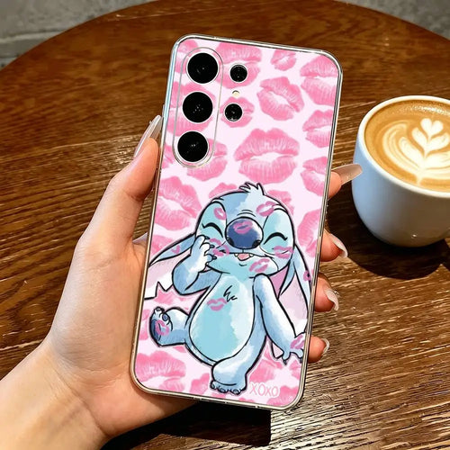 Coque Samsung Stitch - Fond de Bisous Roses
