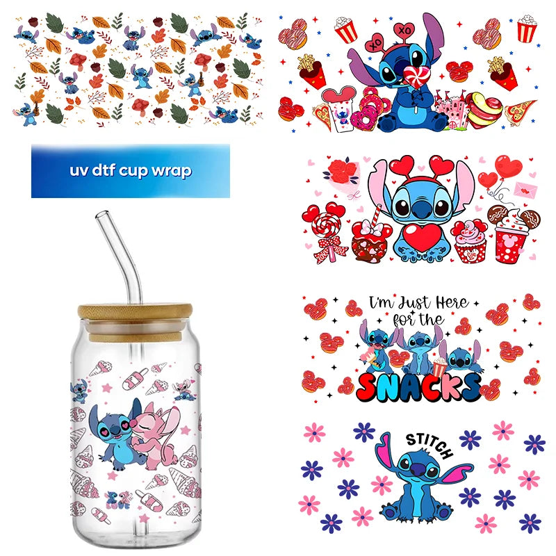 Autocollant pour verre Stitch et Angel - Câlin et Friandises Roses
