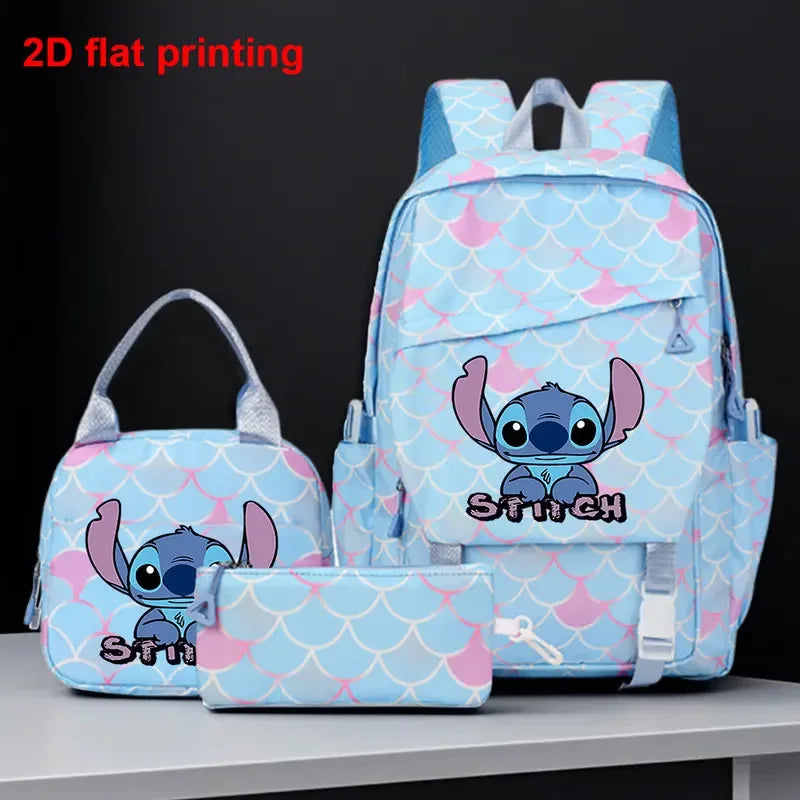 Ensemble sac à dos Stitch - Assis à Écailles Bleues