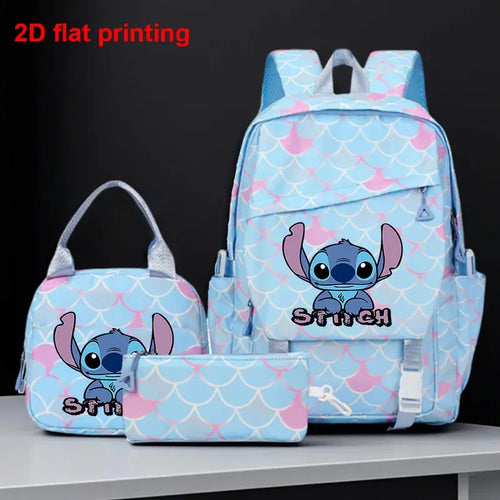 Ensemble sac à dos Stitch - Assis à Écailles Bleues