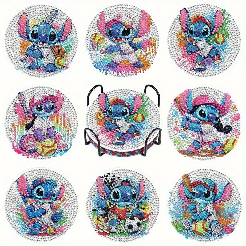 Kit de 8 dessous de verre diamant Stitch - Couronnes de Fleurs