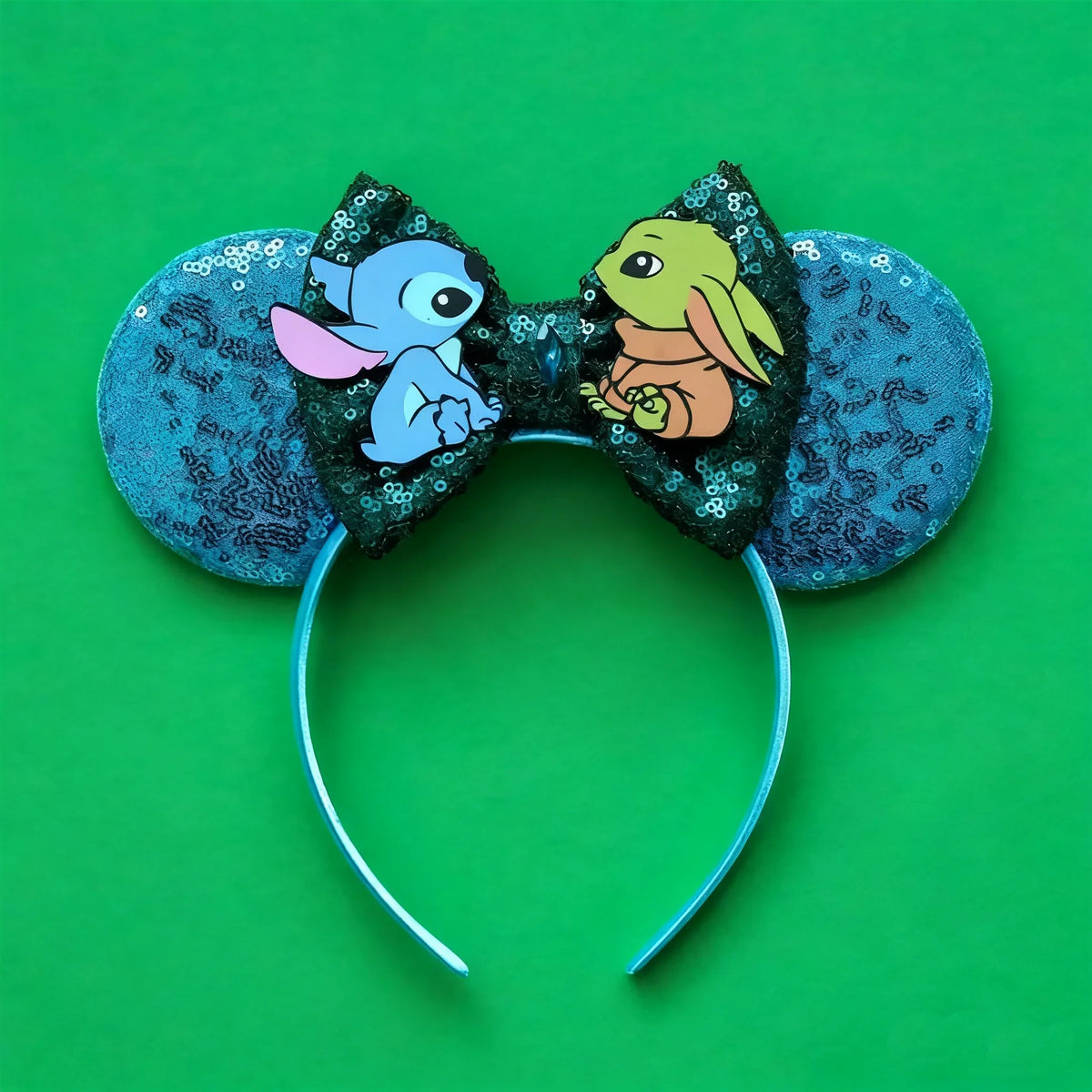 Serre-tête Stitch et Poisson avec Nœud Bleu et Vert