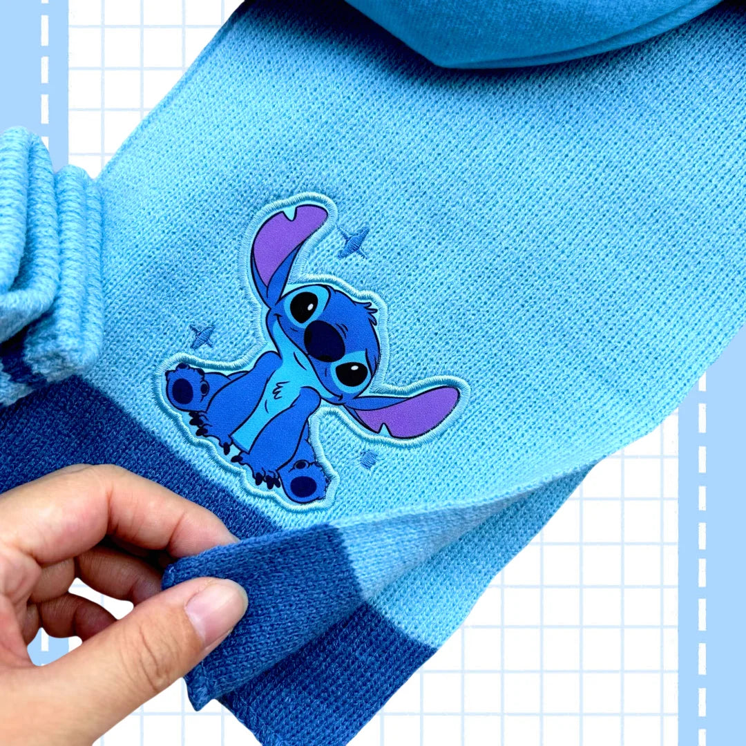 Ensemble bonnet écharpe et gants Stitch - Bleu