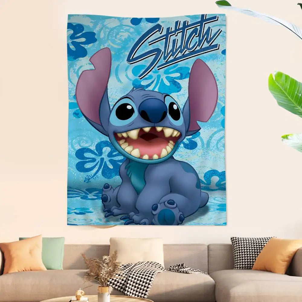 Tenture murale Stitch - Hibiscus Bleus