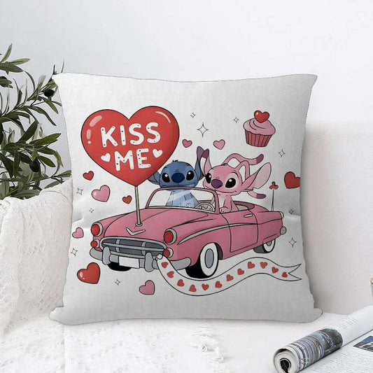 Housse de coussin Stitch et Angel - Voiture Rose Kiss Me