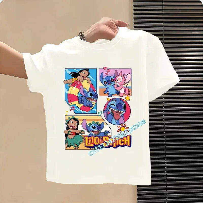 T-shirt Lilo et Stitch Blanc Collage