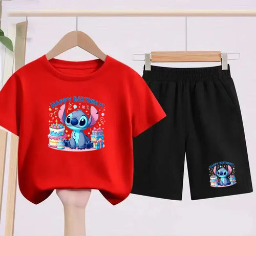 Ensemble Stitch - Anniversaire avec Haut Rouge et Short Noir