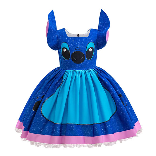 Robe Stitch - Bleue à Oreilles et Bordure Rose