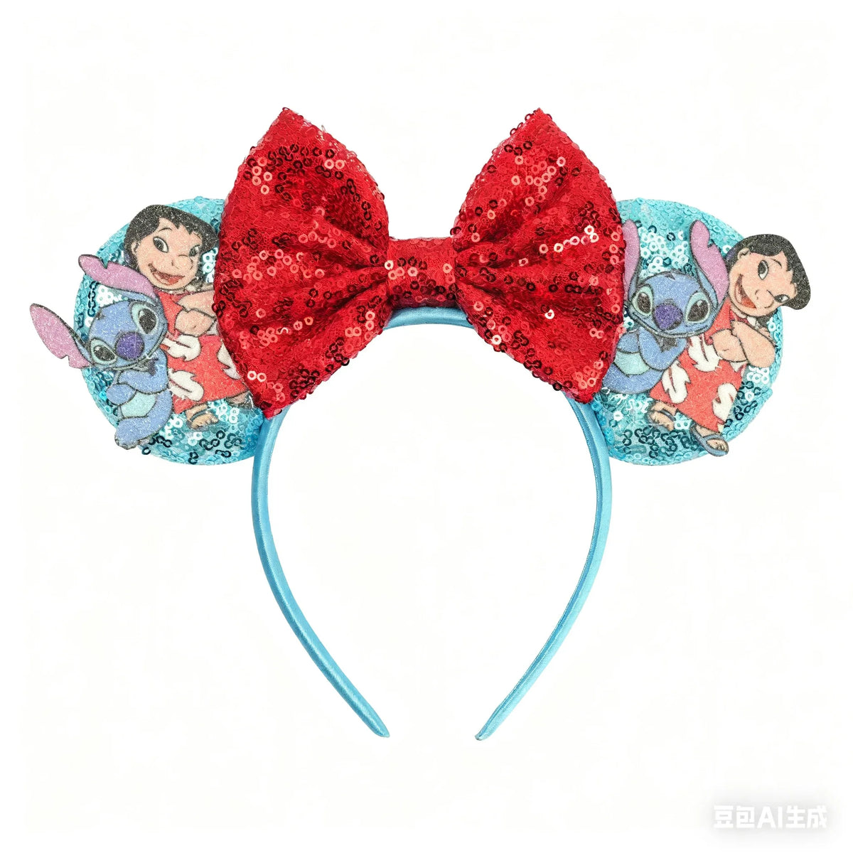 Serre-tête Lilo et Stitch Nœud Rouge Pailleté