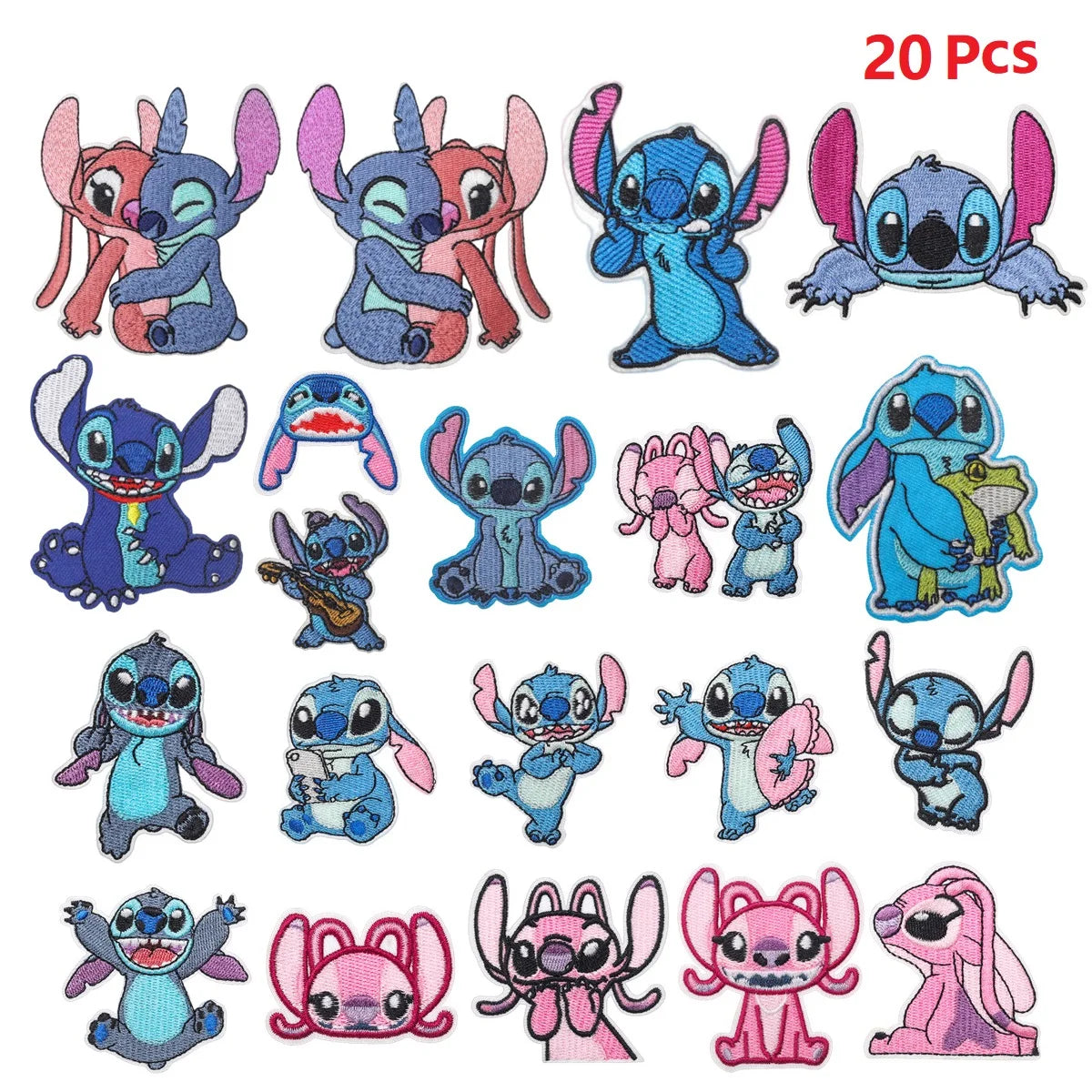 Lot de 20 écussons Stitch et Angel - Assortis