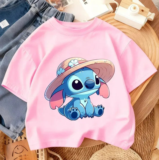 T-shirt Stitch Rose Au Chapeau Fleuri