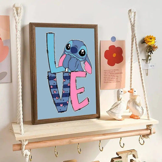Affiche Stitch - Lettres Love