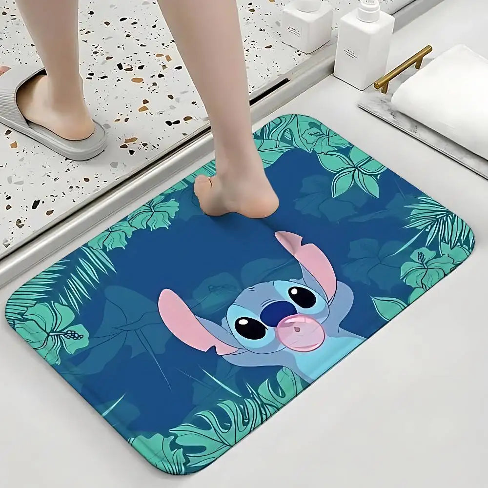 Tapis Stitch - Bulle Rose et Feuillage