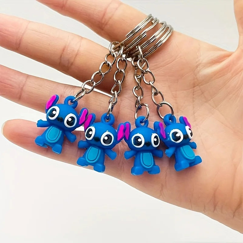 Lot de 10 porte-clés Stitch Silhouettes Bleues