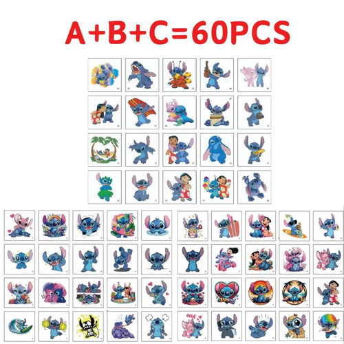 Lot de 60 tatouages temporaires Lilo et Stitch - Personnages et Costumes