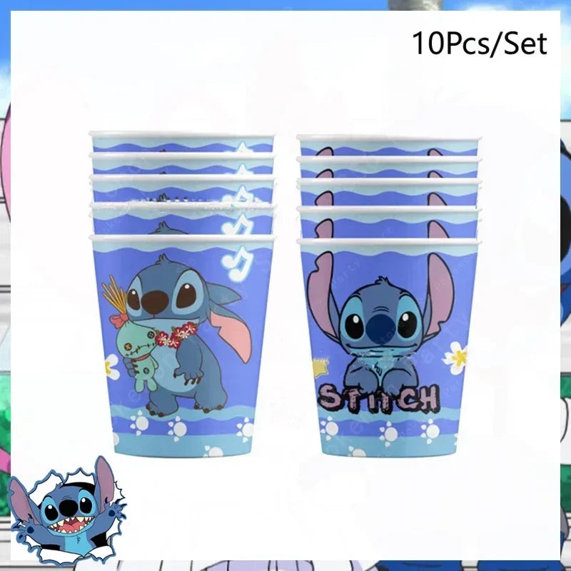 Lot de 10 gobelets Stitch - Motifs sur Fond Violet