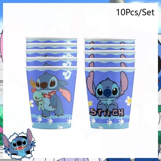 Lot de 10 gobelets Stitch - Motifs sur Fond Violet