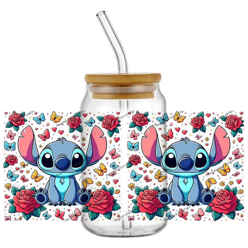 Autocollant pour verre Stitch - Bouquet de Roses Rouges