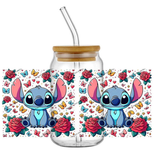 Autocollant pour verre Stitch - Bouquet de Roses Rouges