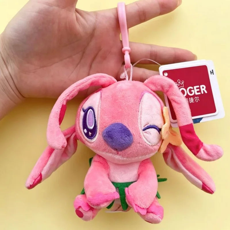 Porte-clés Peluche Stitch Rose Clin D’Œil Hawaïen