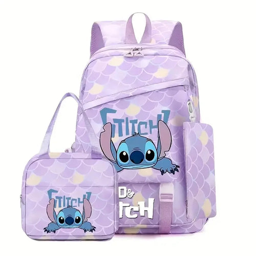 Ensemble sac à dos Stitch - Accoudé à Grandes Écailles Mauves