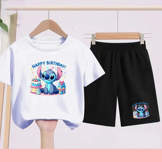 Ensemble Stitch - Anniversaire avec Haut Blanc et Short Noir