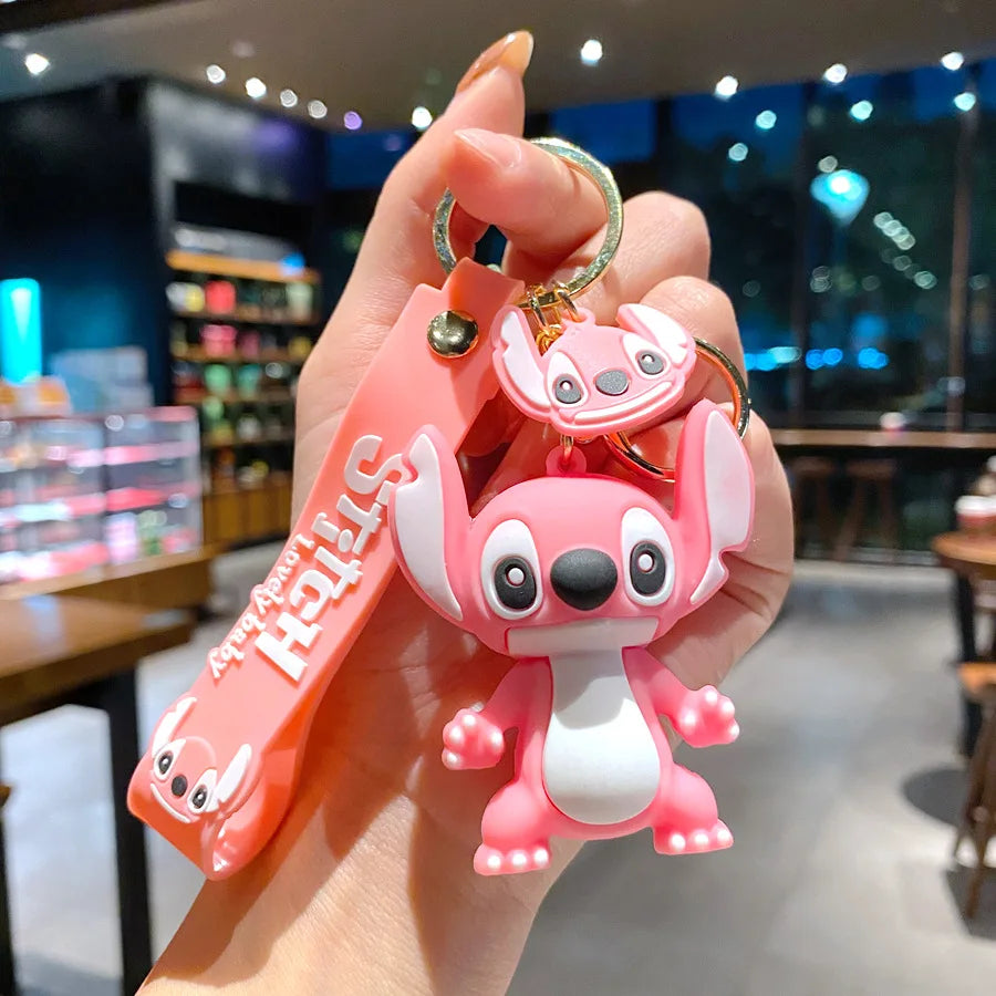 Porte-clés Stitch Rose avec Figurine et Dragonne