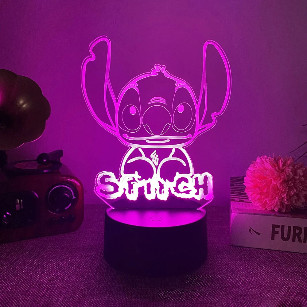 Lampe LED Stitch - Visage et Inscription