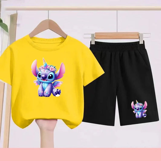 Ensemble Stitch - Licorne avec Haut Jaune et Short Noir