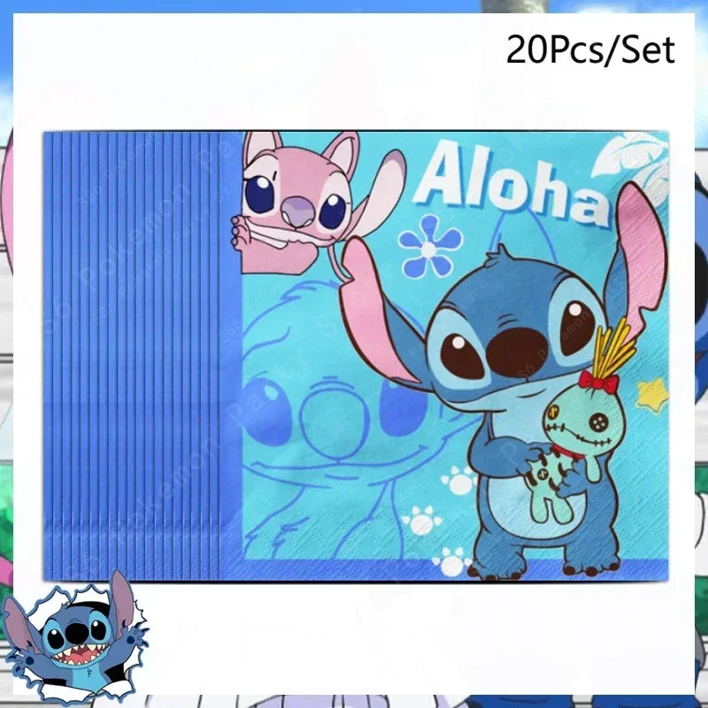 Lot de 20 serviettes Stitch et Angel - Aloha