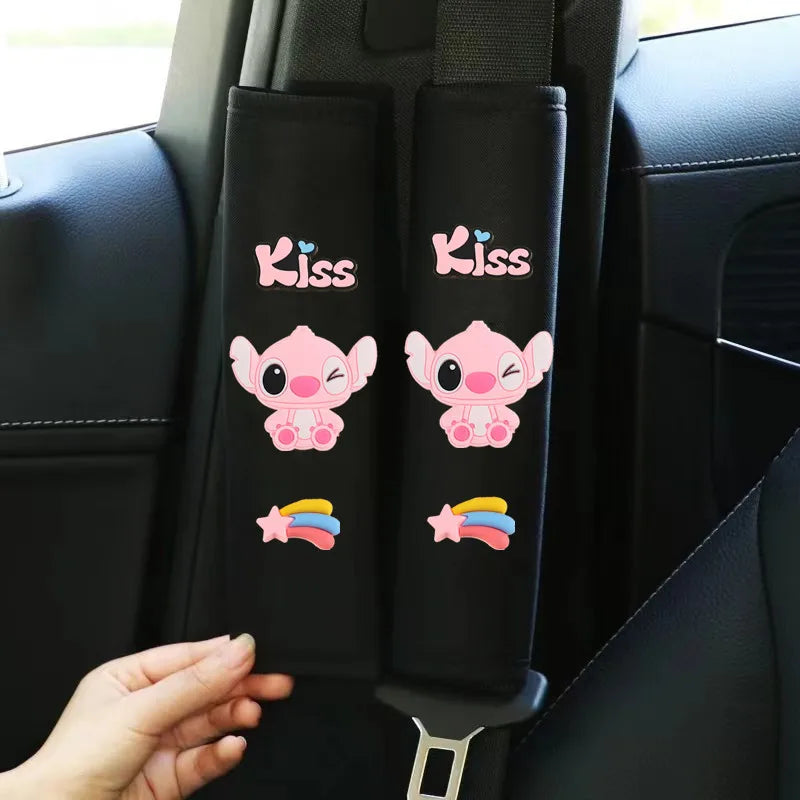 Protections de ceinture Stitch Rose - Kiss et Étoile Filante