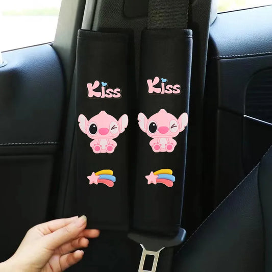 Protections de ceinture Stitch Rose - Kiss et Étoile Filante