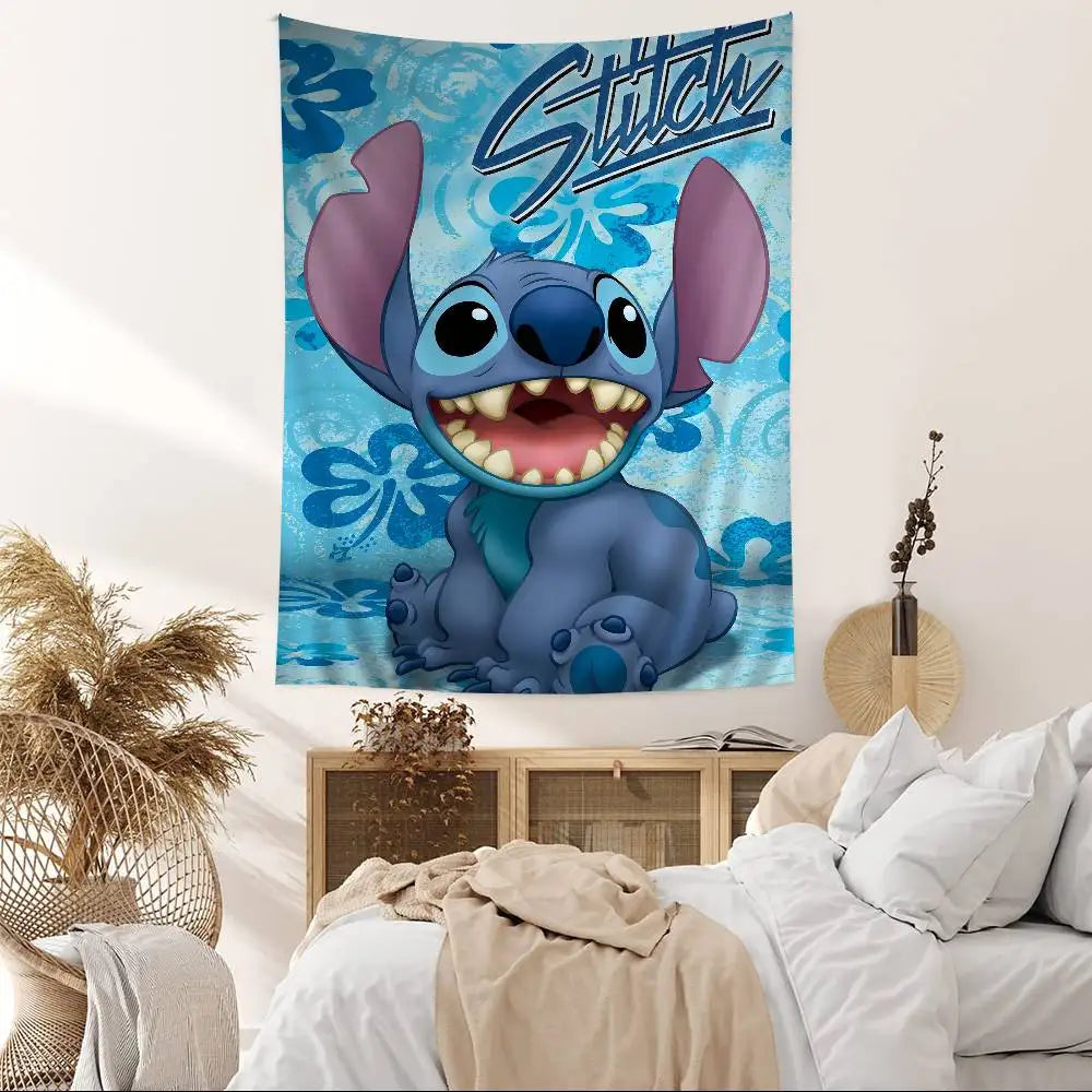 Tenture murale Stitch - Hibiscus Bleus