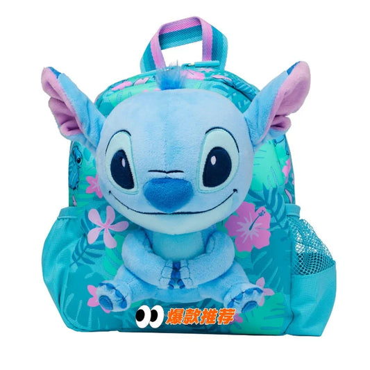 Petit sac à dos Stitch - Peluche Turquoise Fleuri
