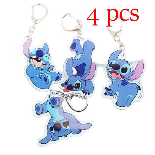 Lot de 4 porte-clés Stitch Dans Différentes Poses