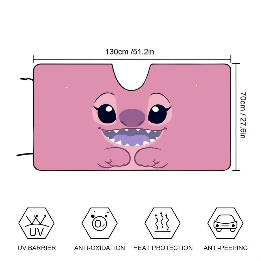 Pare-soleil Stitch Rose Sourire et Pattes