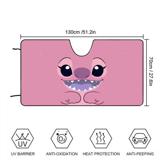 Pare-soleil Stitch Rose Sourire et Pattes