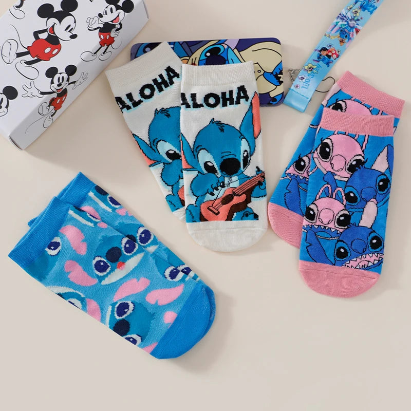 Lot de 5 paires de chaussettes Stitch et Angel - Motifs Colorés