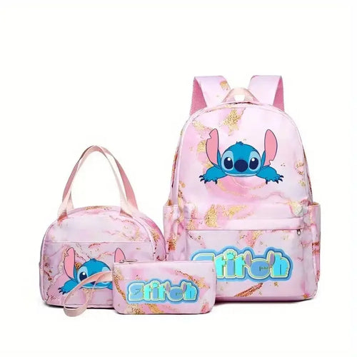 Ensemble sac à dos Stitch - Accoudé Marbré Rose et Doré